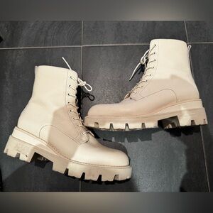 Sam Edelman Women's Cream Lace-Up Boots